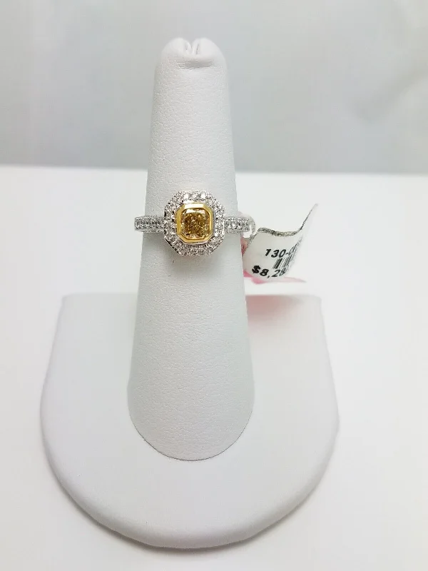 Ladies Zodiac Fate Engagement Rings -New! Natural Fancy Yellow Diamond 18k Gold Engagement Ring