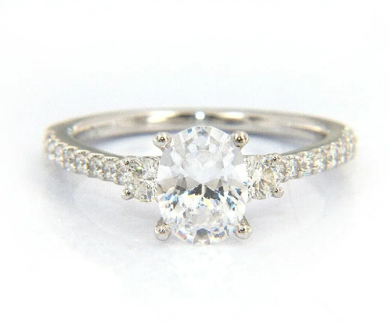 Ladies Rings for Bride Glow-New Gabriel & Co. Diamond Three Stone Semi Mount Ring in 14K