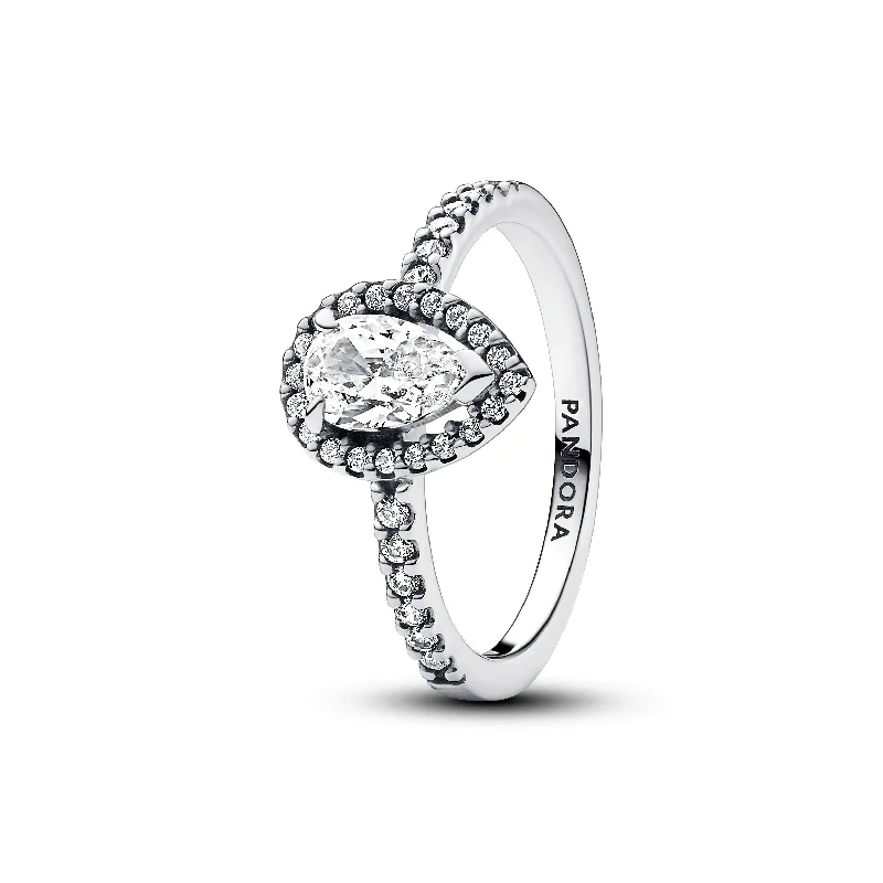 Ladies Rings Flex Spark-Pandora Sparkling Pear Halo Ring 192835C01