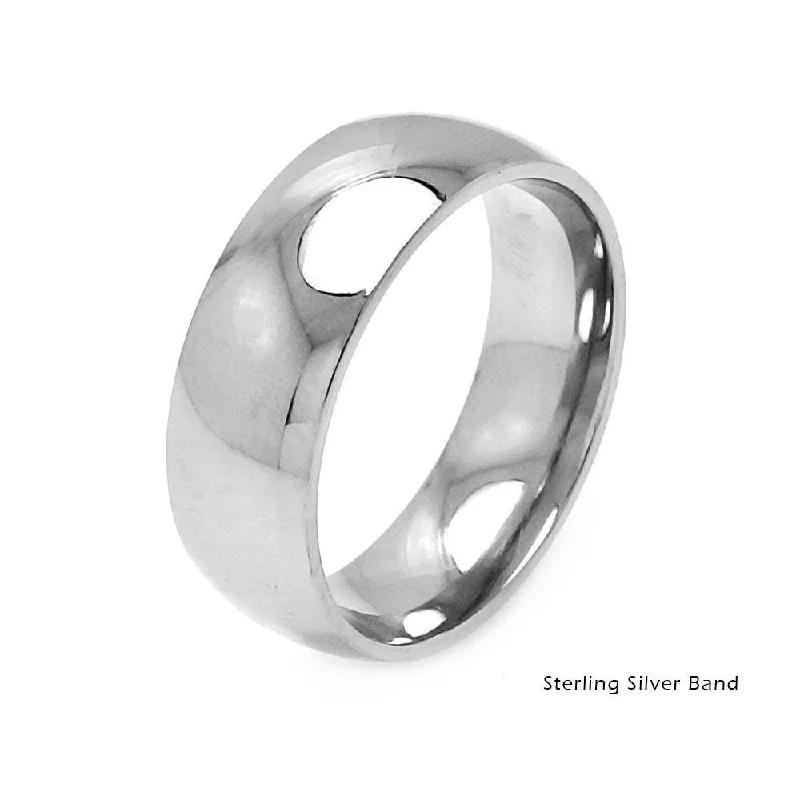 Ladies Tension Spark Engagement Rings -High Polished 925 Sterling Silver Plain Wedding Band Round Ring - RING01-7MM