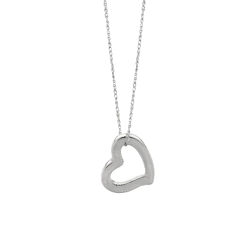 Ladies Necklaces Thick Shine-14K Gold Polished Open Heart Necklace