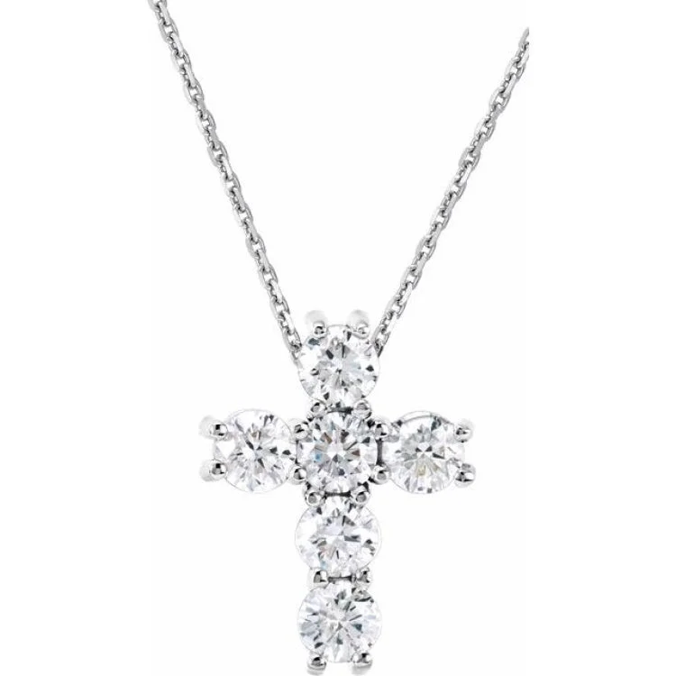 Ladies Necklaces with Blue Dumortierite-14K White 1/4 CTW Natural Diamond Cross 18" Necklace