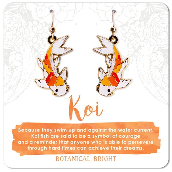 Botanical Bright Dangle Earrings - Koi Fish