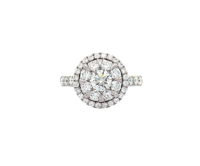 Ladies Rings Slim Spark-1.90ctw Round Diamond Double Halo Ring in 14K