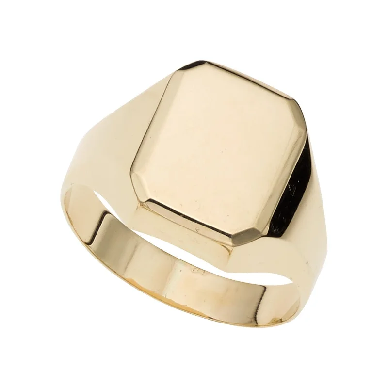 Ladies Rings Gift Shine-14K Yellow Gold Polished Rectangle Signet Ring R7198-07