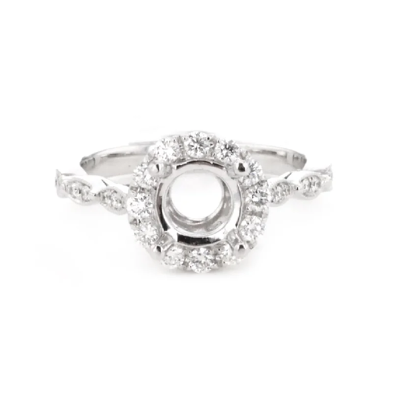 Ladies Memory Stone Engagement Rings -0.48 ctw Diamond Halo Engagement Ring