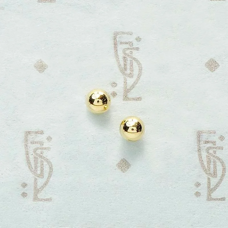 Ladies soulful essence earrings -Recycled 14k Gold 3mm Ball Stud Earrings