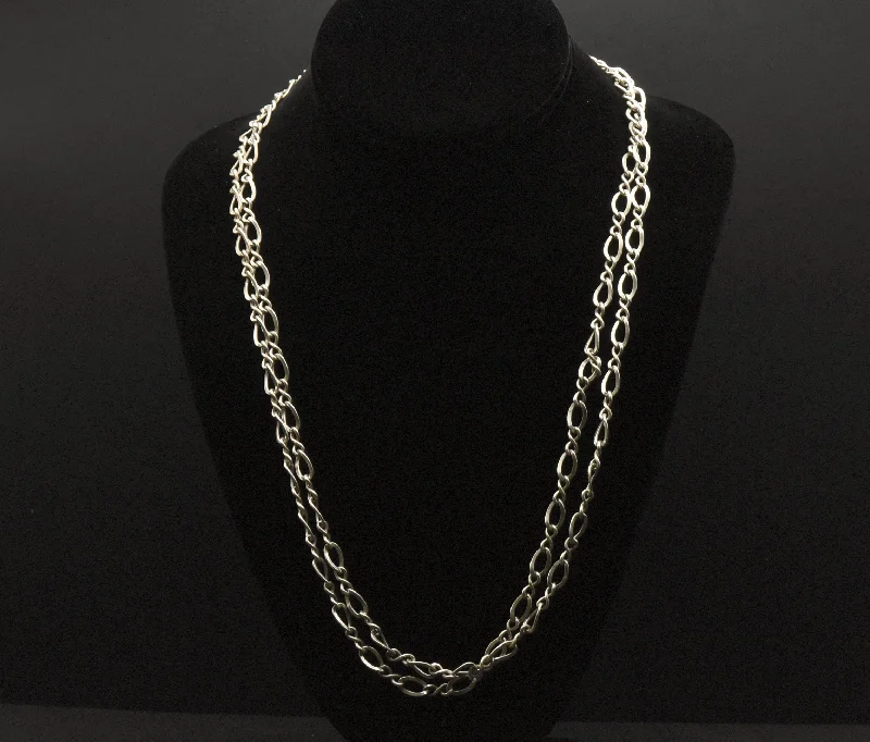 Ladies Necklaces Simple Shine-Vintage Sterling Silver Four Foot Long Chain Necklace