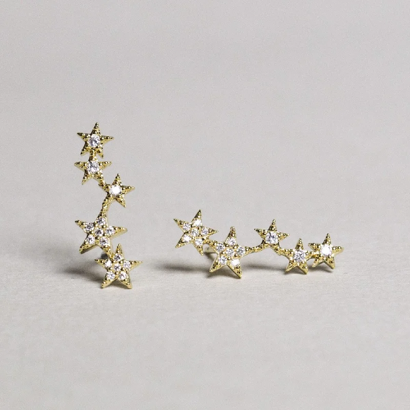 Ladies wispy threader earrings -Star Tower Stud Earrings