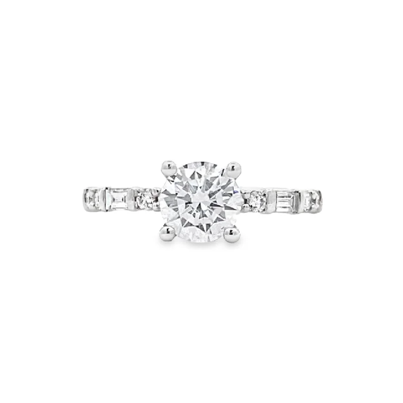 Ladies Channel Glow Engagement Rings -Round Diamond Side Stone Engagement Ring by Fana