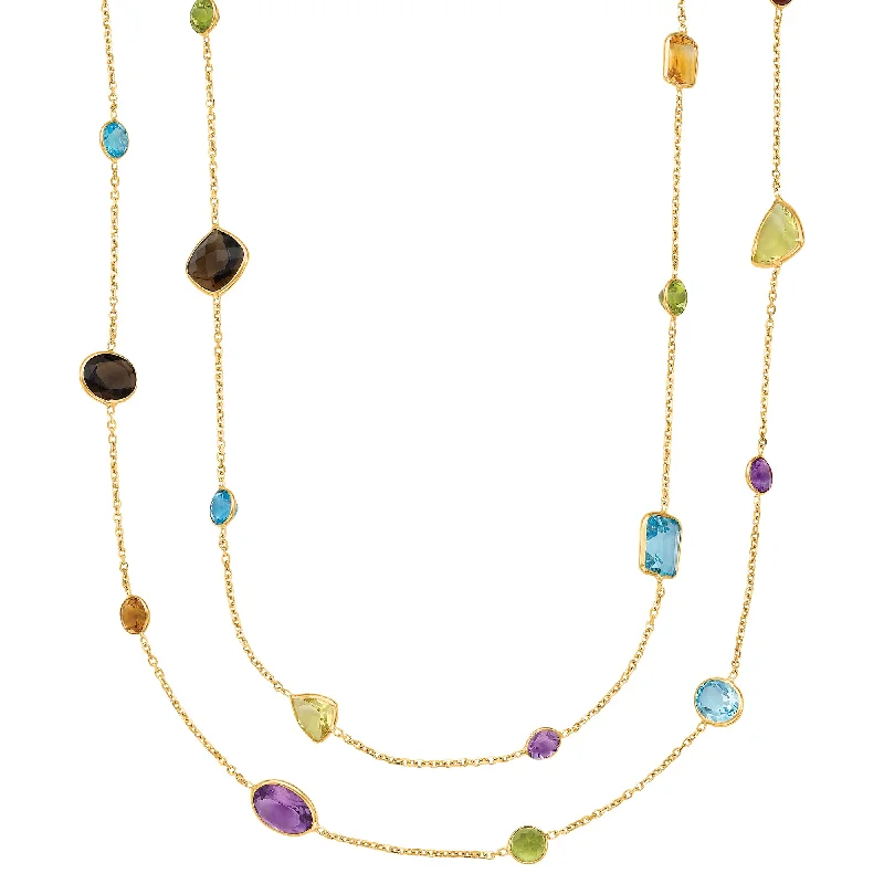 Ladies Necklaces with Yellow Heliodor-14K Gold Semi-Precious Necklace