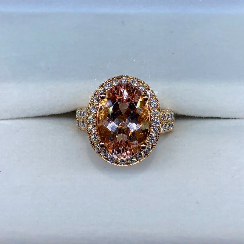 Ladies Rings for Work Shine-Morganite and Diamond Ring