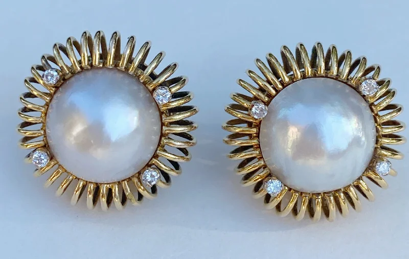 Ladies canine loyalty earrings -Estate Collection - Earrings -  Vintage Pearl and Diamond