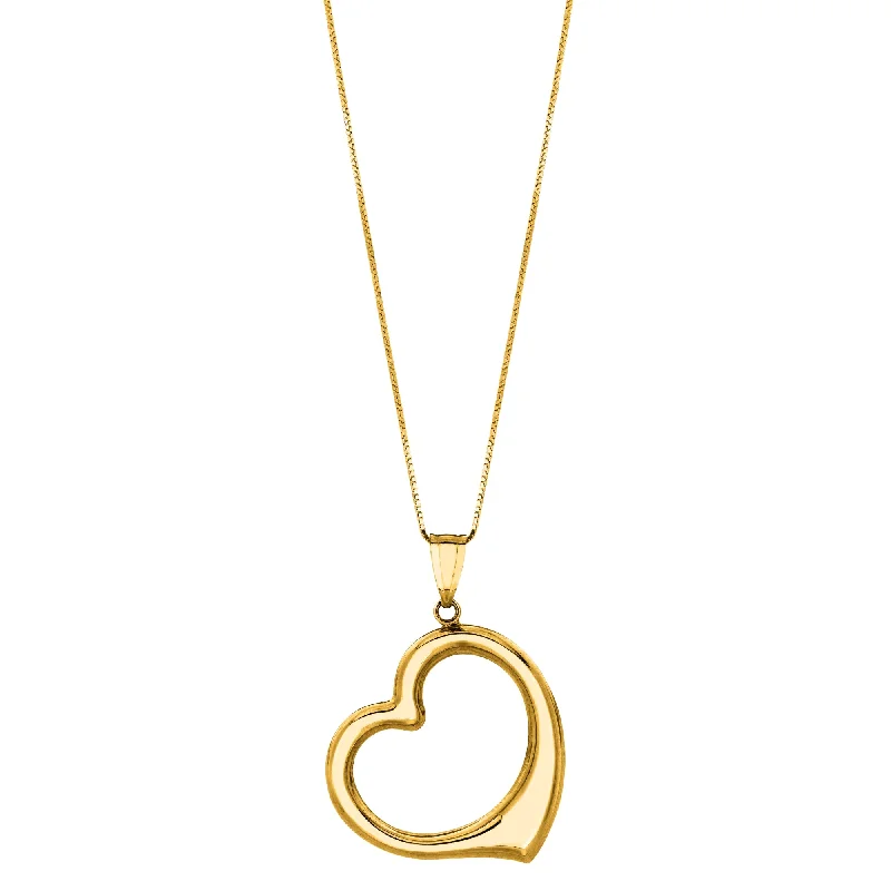 Ladies Necklaces for Work Shine-14K Gold Polished Heart Necklace