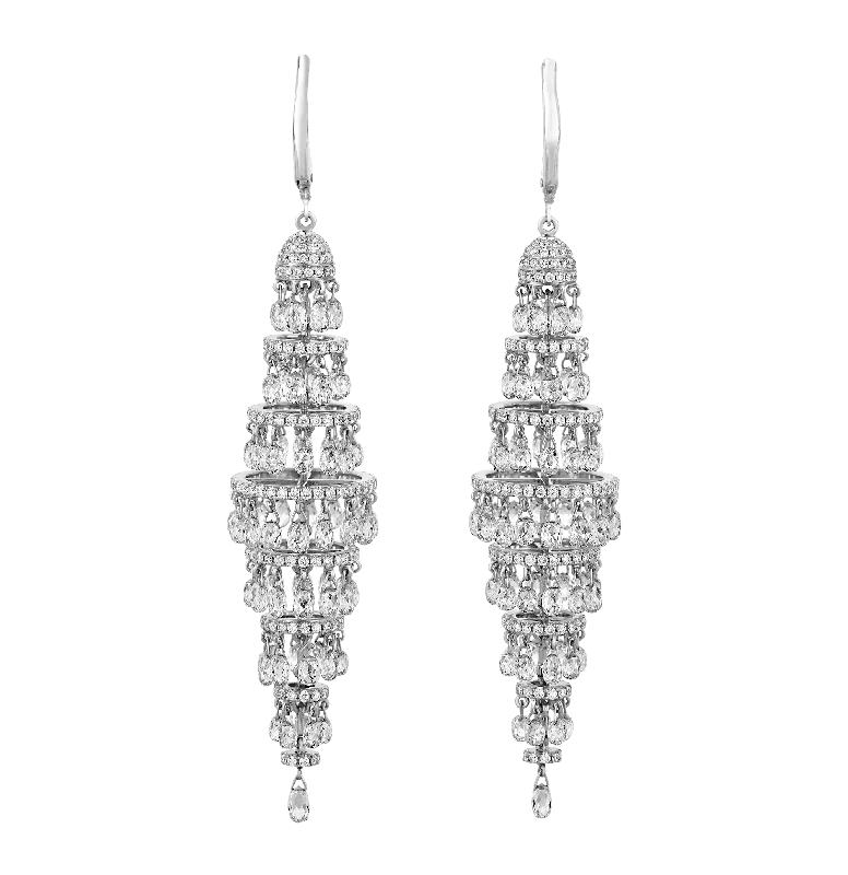 Ladies colorful beaded earrings -Diamond Chandelier Earrings, 19.83 carats