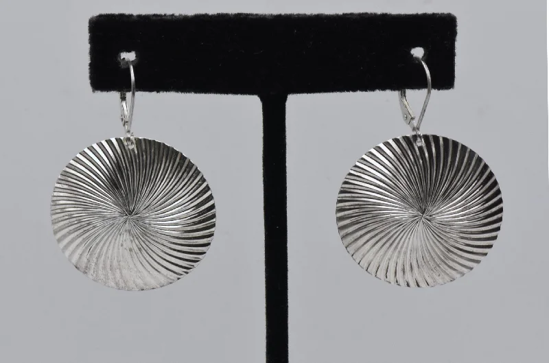 Ladies everlasting wear earrings -Vintage Sterling Silver Spiral Dome Dangle Earrings