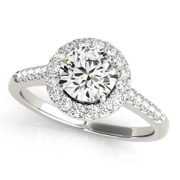 Ladies Dual Tone Engagement Rings -Halo Diamond Engagement Ring