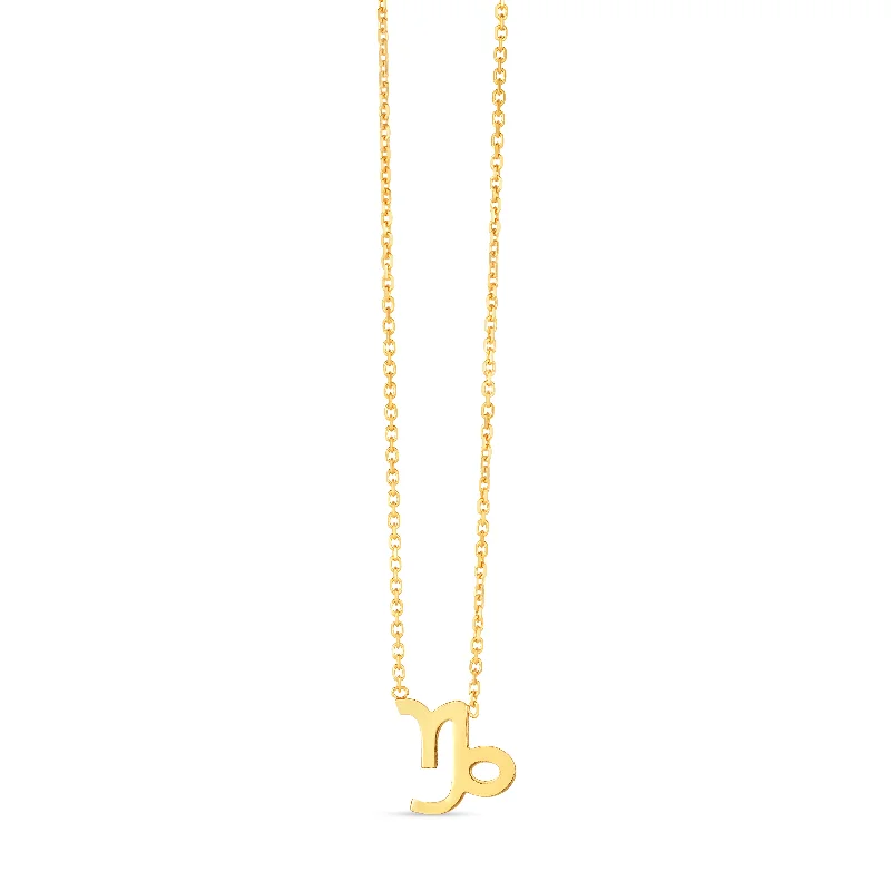 Ladies Necklaces with Leaf Shine-14K Gold Capricorn Necklace