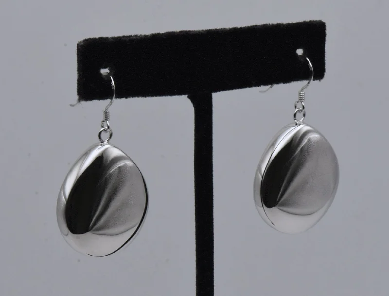 Ladies desert bloom earrings -Vintage Sterling Silver Modern Design Teardrop Dangle Earrings