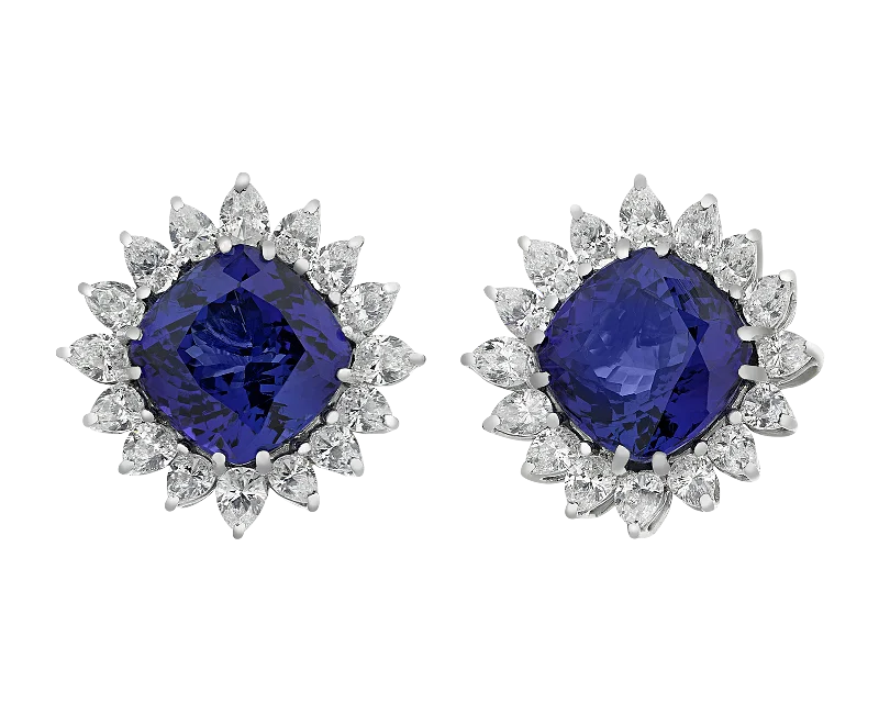 Ladies polished work earrings -Tanzanite Earrings, 17.92 Carats