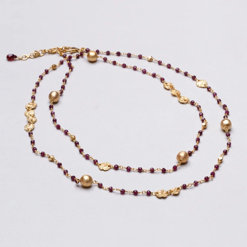 Ladies Necklaces for Hero Glow-Long Gold-plated Chain Necklace with Amethyst