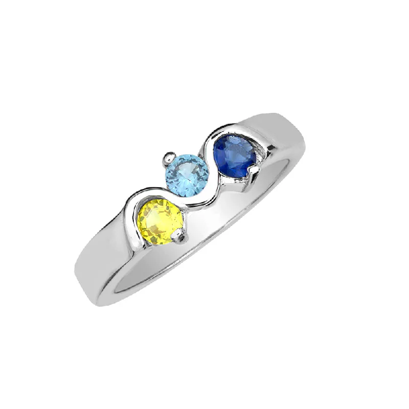 Ladies Rings for Prom Spark-Sterling Silver Mother's Ring 3.5mm Round HB00005