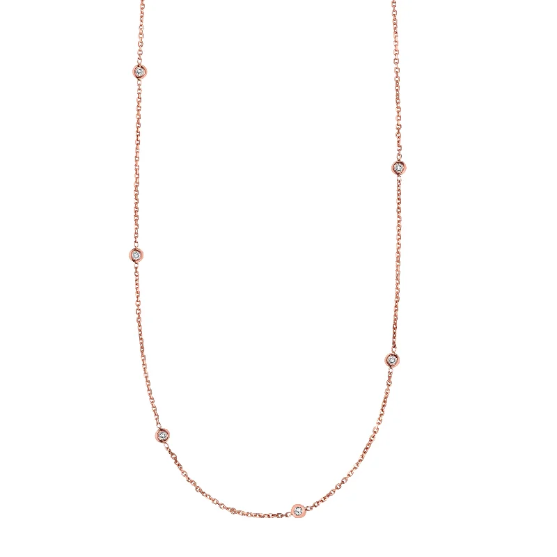 Ladies Necklaces with Tree Spark-14K Gold .25ct Diamonds by the Yard Necklace