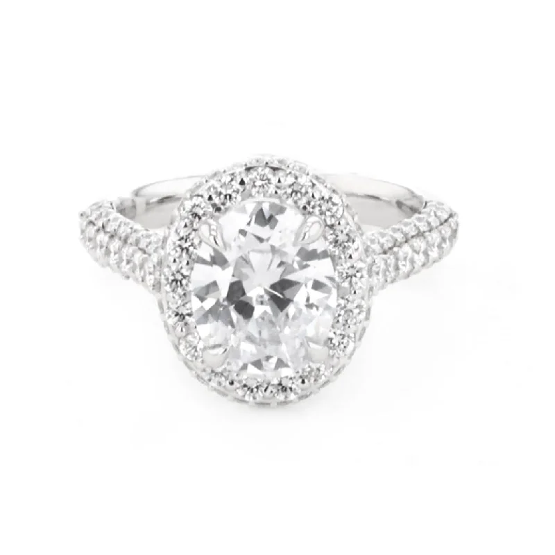 Ladies Twinkling Spark Engagement Rings -1.56 ctw Diamond Halo Engagement Ring