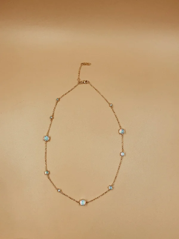 Ladies Necklaces with Rose Quartz-Sidereal period opal necklace – Small In 18kt Solid Gold