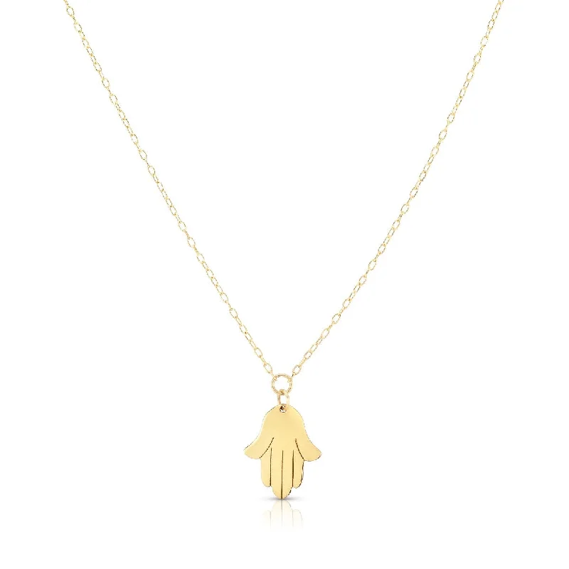 Ladies Rings with Pure Okenite-14kt Yellow Gold 18" Hamsa Necklace with 1" Extender Spring Ring Clasp RC1547-18