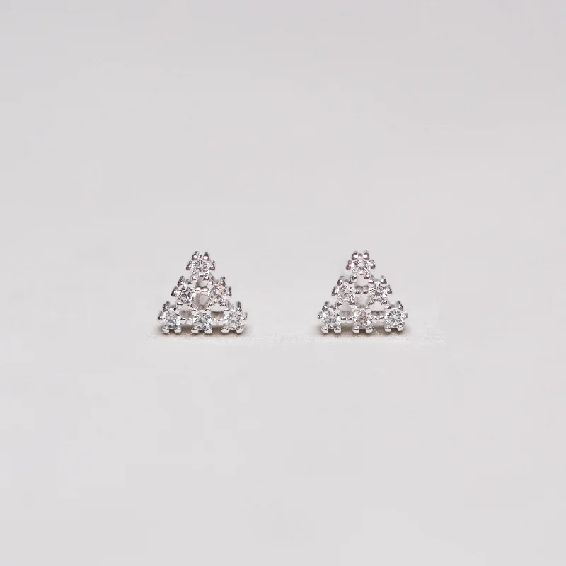 Ladies sandy coast earrings -Silver Triangle Stud Cartilage Earring