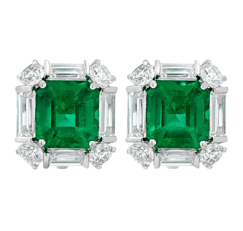 Ladies galactic flare earrings -Colombian Emerald Earrings, 4.34 Carats