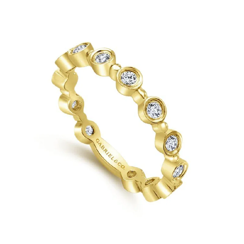 Ladies Rings with Sky Topaz-Gabriel & Co. - LR4584Y45JJ - 14K Yellow Gold Diamond Bezel Ring