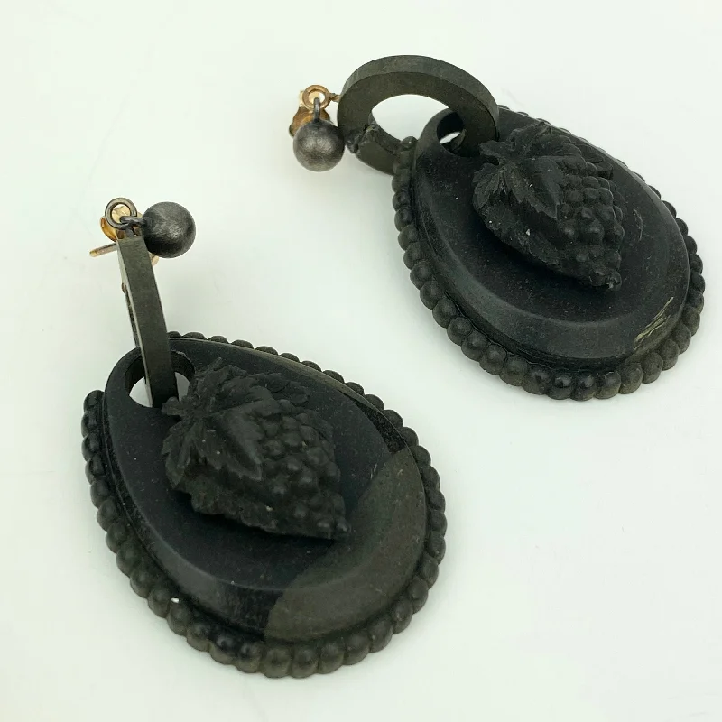 Ladies planetary orbit earrings -Estate Collection Antique Gutta Percha Necklace & Earrings