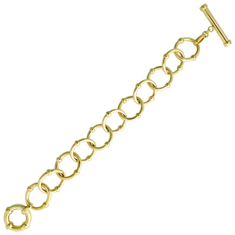 Ladies Bracelets with Clear Zircon-Toggle Bracelet - Gold