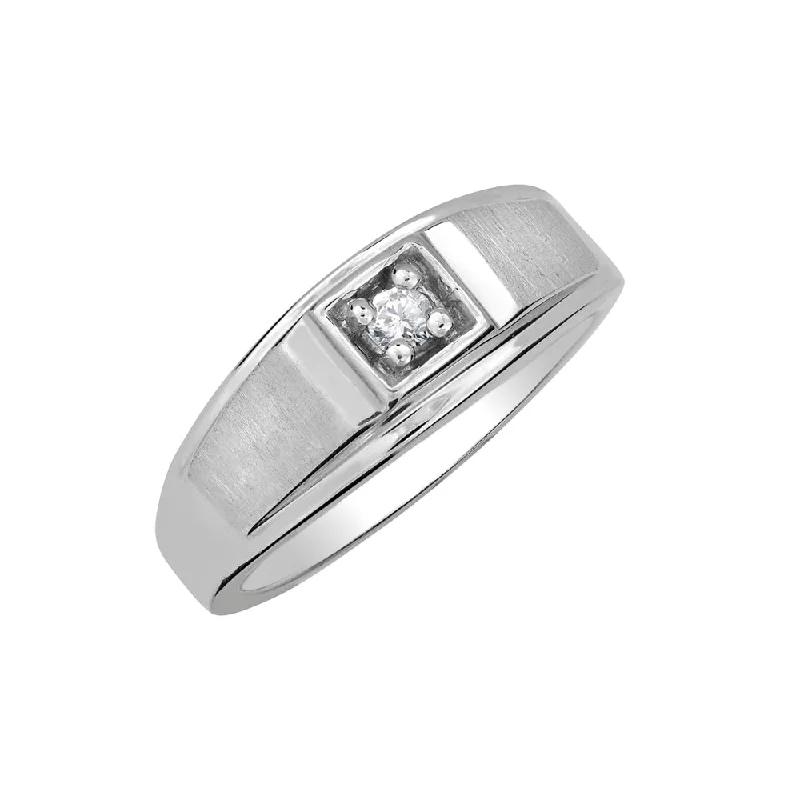 Ladies Rings for Winter Shine-Sterling Silver Mens 0.08ct Diamond Ring HB00184SS