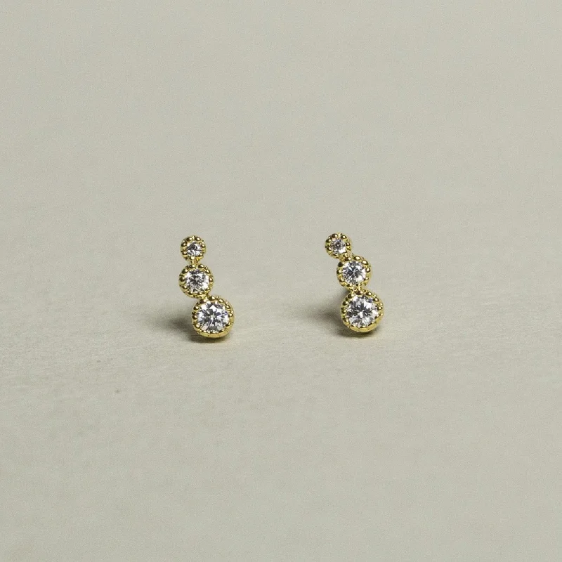 Ladies daily ease earrings -Three Dots Stud Earrings