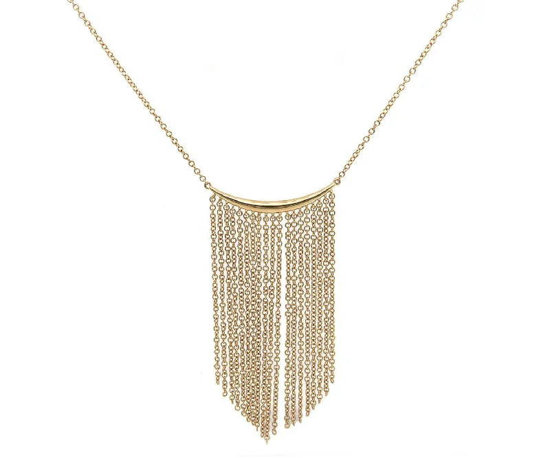 Ladies Rings for Office Shine-New Gabriel & Co. Curved Bar Multi Strand Fringe Necklace in 14K