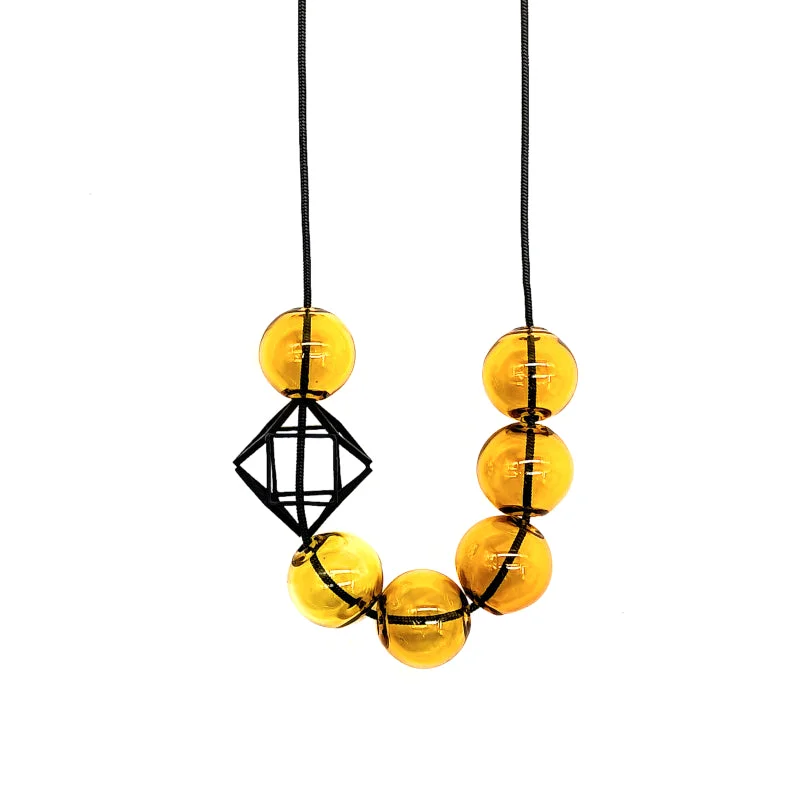 Ladies Necklaces for Gala Spark-Hex Hex Necklace - Glass Amber