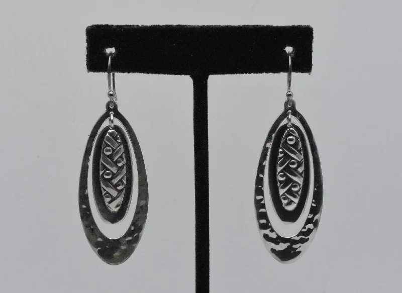 Ladies gritty punk earrings -Ninos DeChammo - Vintage Sterling Silver Dangle Earrings