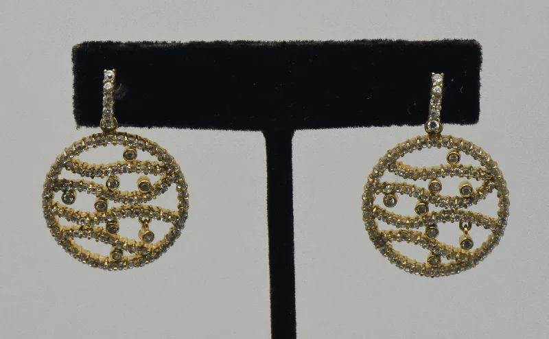 Ladies matching couple earrings -Vintage Gold Tone Sterling Silver Rhinestone Earrings