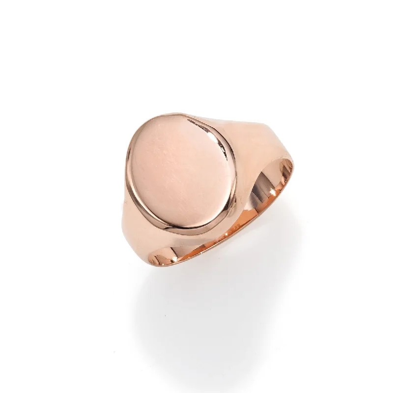 Ladies Rings with White Phenakite-14kt Rose Gold Polished Oval Signet Ring PR7068