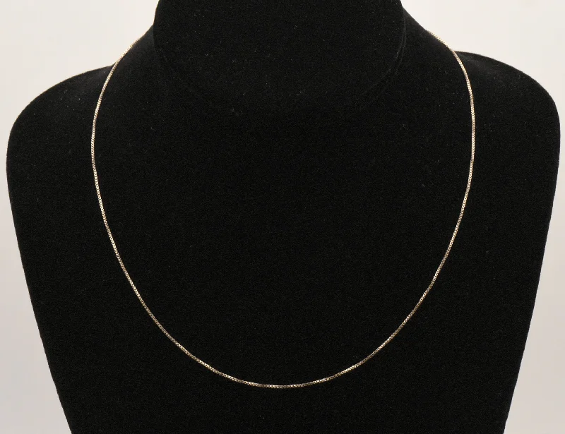 Ladies Necklaces for Casual Shine-Vintage Gold Tone Sterling Silver Italian Box Link Chain Necklace - 18"