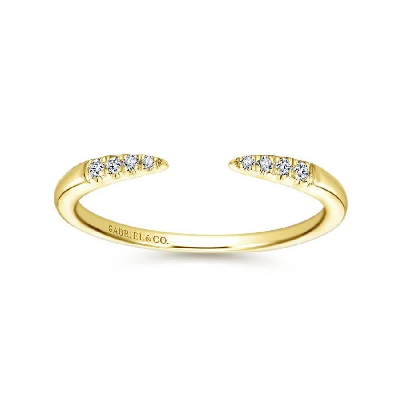 Ladies Rings for Gala Spark-Gabriel & Co. - LR51177Y45JJ - 14K Yellow Gold Open Diamond Tipped Stackable Ring