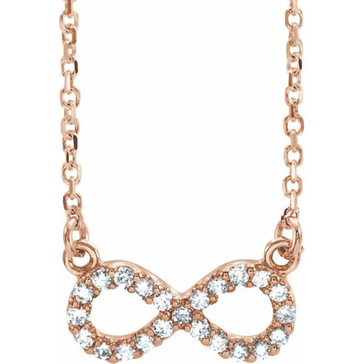 Ladies Necklaces Timeless Shine-14K Rose 1/10 CTW Natural Diamond Infinity 16 1/2" Necklace