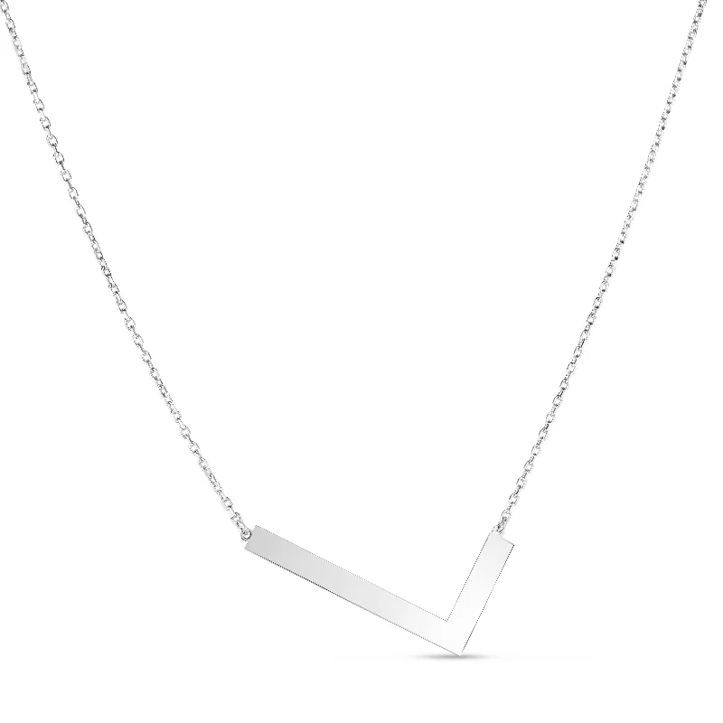 Ladies Necklaces with White Muscovite-Silver L Letter Necklace