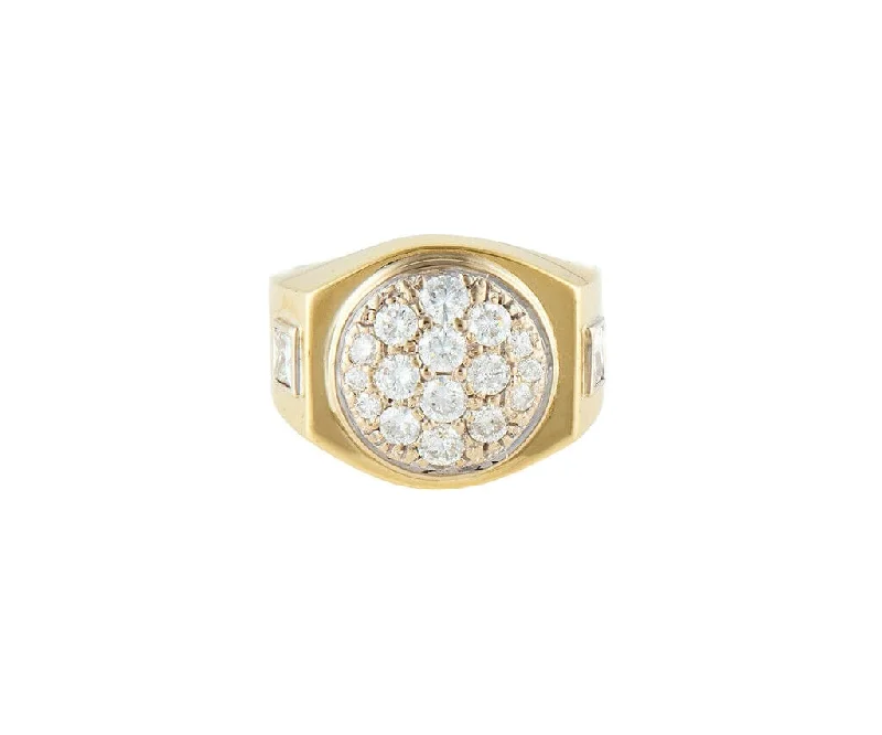 Ladies Rings with Moon Glow-Gents 1.85ctw Round and Princess Cut Diamond Cluster Ring in 14K