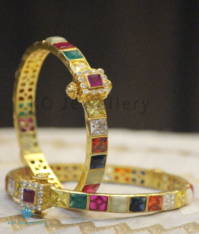 Ladies Bracelets Artistic Spark-The Sampada Silver Navaratna Bracelet (Size /2.2/2.4)