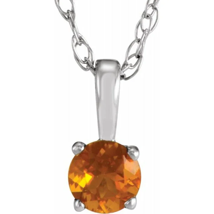 Ladies Necklaces for Leader Spark-14K White 3 mm Natural Citrine Youth Solitaire 14" Necklace