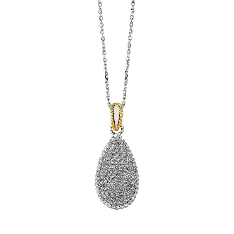 Ladies Necklaces for Winter Shine-14K & Silver Tear Drop Necklace